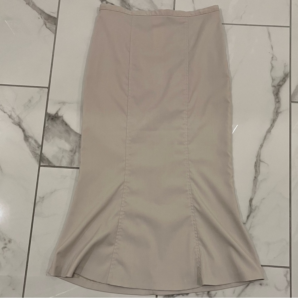 Classic Beige Midi Skirt - Neutral Tailored Fit
